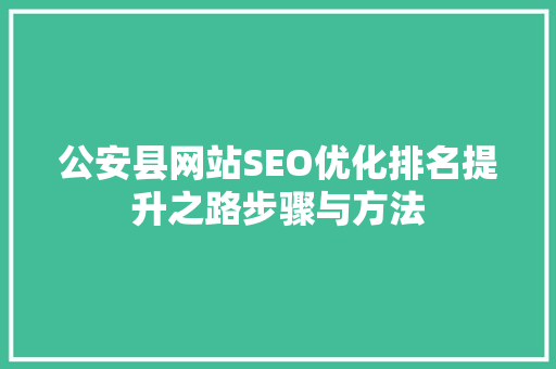 公安县网站SEO优化排名提升之路步骤与方法