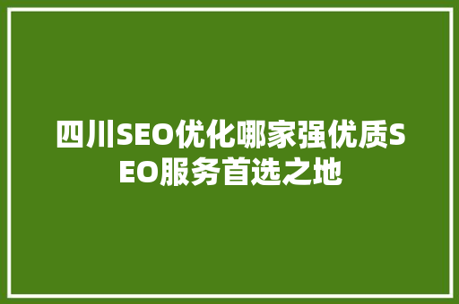 四川SEO优化哪家强优质SEO服务首选之地