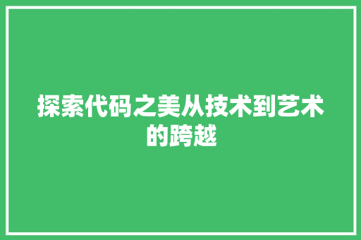 探索代码之美从技术到艺术的跨越