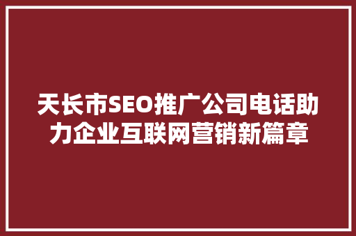 天长市SEO推广公司电话助力企业互联网营销新篇章