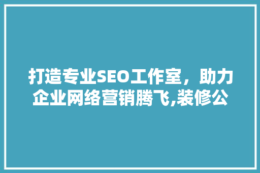打造专业SEO工作室，助力企业网络营销腾飞,装修公司宣传步骤