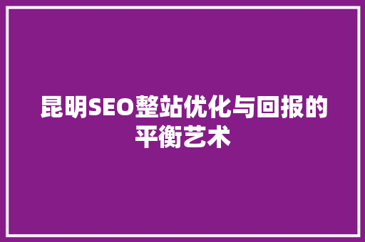 昆明SEO整站优化与回报的平衡艺术