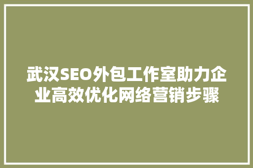武汉SEO外包工作室助力企业高效优化网络营销步骤