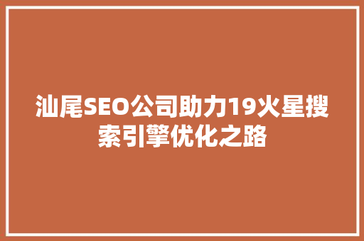 汕尾SEO公司助力19火星搜索引擎优化之路