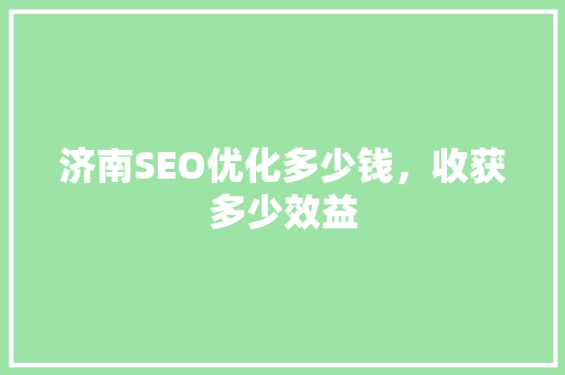 济南SEO优化多少钱，收获多少效益