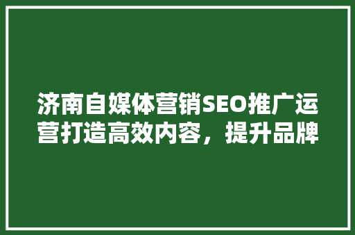 济南自媒体营销SEO推广运营打造高效内容，提升品牌影响力