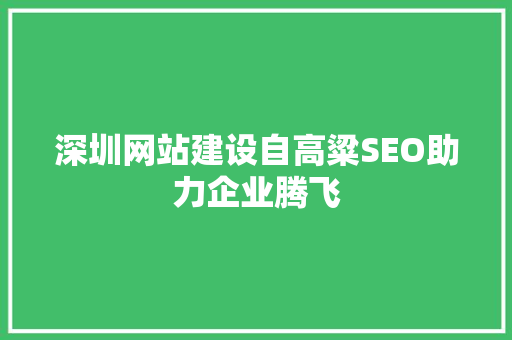 深圳网站建设自高粱SEO助力企业腾飞