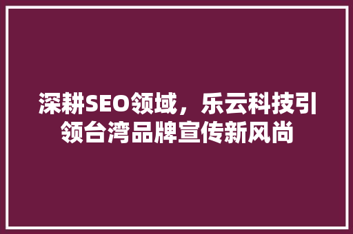 深耕SEO领域，乐云科技引领台湾品牌宣传新风尚