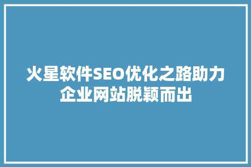 火星软件SEO优化之路助力企业网站脱颖而出