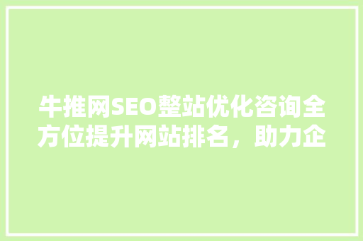 牛推网SEO整站优化咨询全方位提升网站排名，助力企业互联网营销