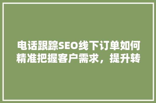 电话跟踪SEO线下订单如何精准把握客户需求，提升转化率