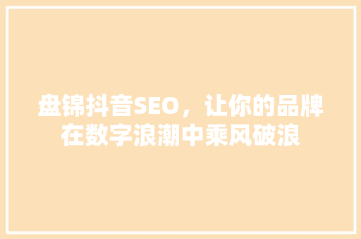 盘锦抖音SEO，让你的品牌在数字浪潮中乘风破浪