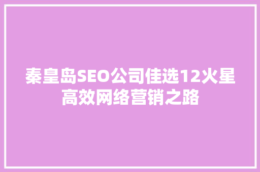 秦皇岛SEO公司佳选12火星高效网络营销之路