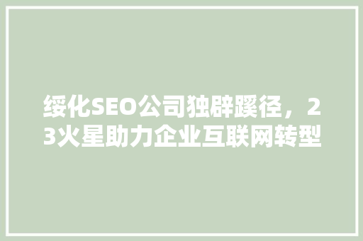 绥化SEO公司独辟蹊径，23火星助力企业互联网转型