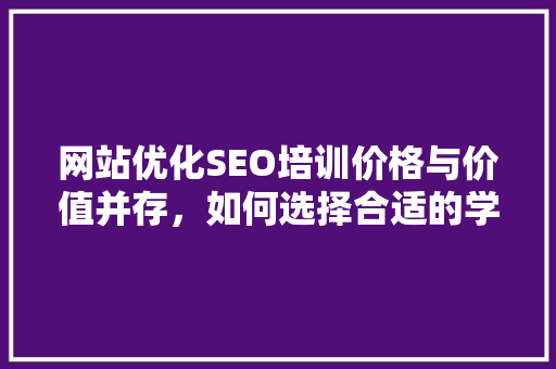 网站优化SEO培训价格与价值并存，如何选择合适的学习方法