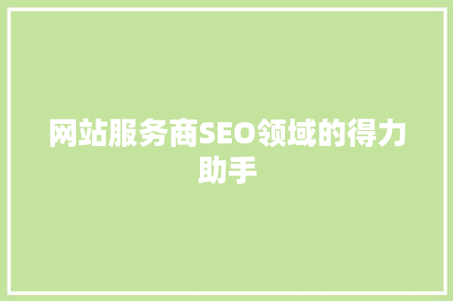 网站服务商SEO领域的得力助手