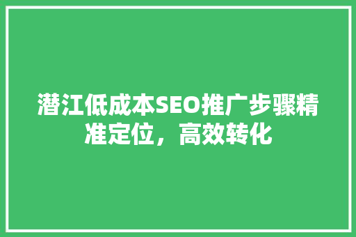 潜江低成本SEO推广步骤精准定位，高效转化