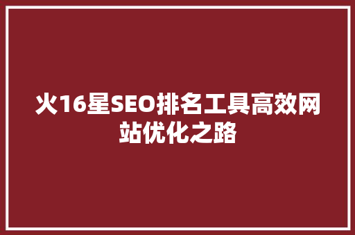 火16星SEO排名工具高效网站优化之路