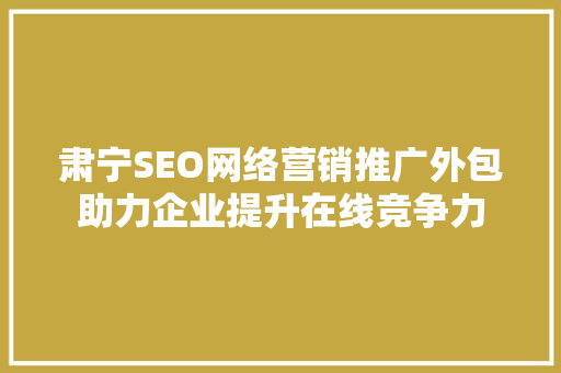 肃宁SEO网络营销推广外包助力企业提升在线竞争力