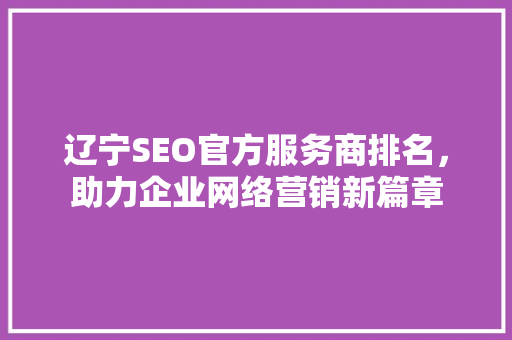 辽宁SEO官方服务商排名，助力企业网络营销新篇章