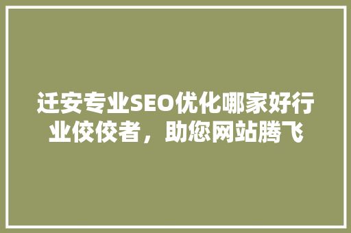 迁安专业SEO优化哪家好行业佼佼者，助您网站腾飞
