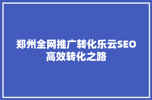 郑州全网推广转化乐云SEO高效转化之路