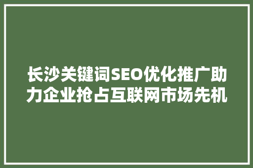 长沙关键词SEO优化推广助力企业抢占互联网市场先机