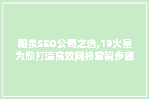 阳泉SEO公司之选,19火星为您打造高效网络营销步骤