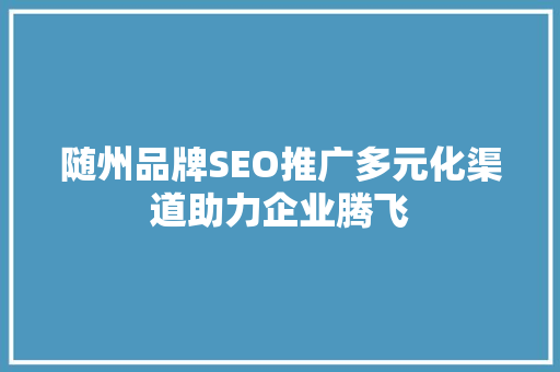 随州品牌SEO推广多元化渠道助力企业腾飞