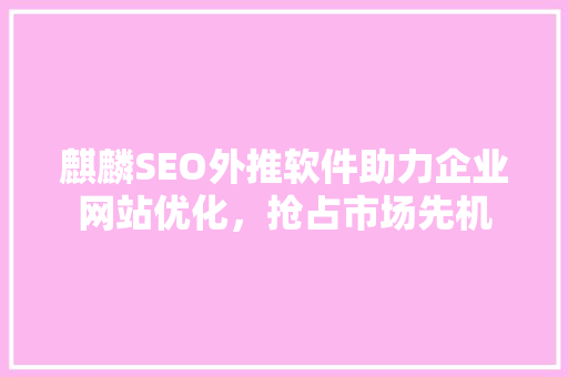 麒麟SEO外推软件助力企业网站优化，抢占市场先机
