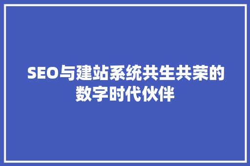 SEO与建站系统共生共荣的数字时代伙伴
