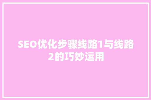 SEO优化步骤线路1与线路2的巧妙运用  第1张