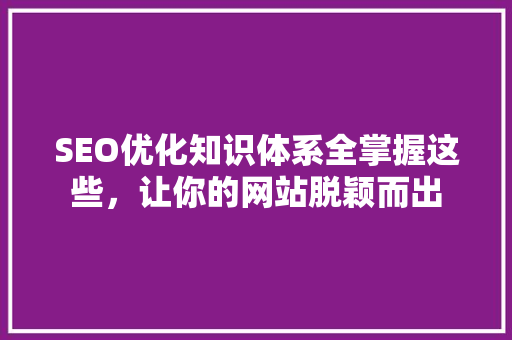 SEO优化知识体系全掌握这些，让你的网站脱颖而出
