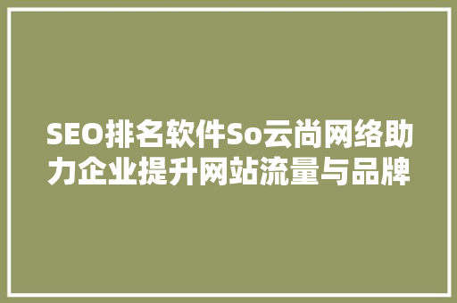 SEO排名软件So云尚网络助力企业提升网站流量与品牌影响力