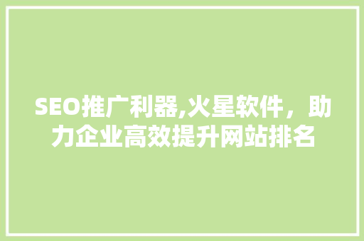 SEO推广利器,火星软件，助力企业高效提升网站排名