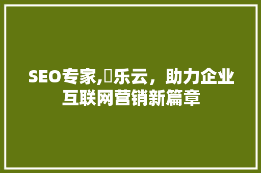 SEO专家,乚乐云，助力企业互联网营销新篇章  第1张