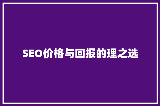 SEO价格与回报的理之选