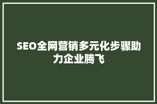 SEO全网营销多元化步骤助力企业腾飞
