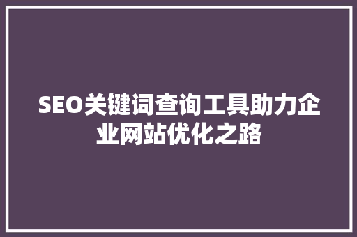 SEO关键词查询工具助力企业网站优化之路