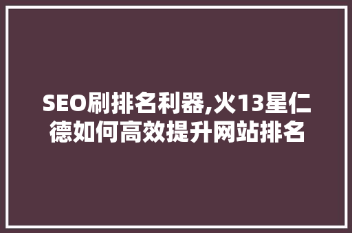SEO刷排名利器,火13星仁德如何高效提升网站排名  第1张