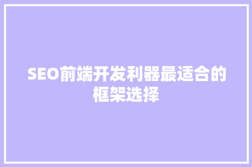 SEO前端开发利器最适合的框架选择