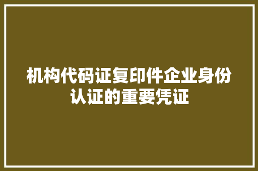 机构代码证复印件企业身份认证的重要凭证