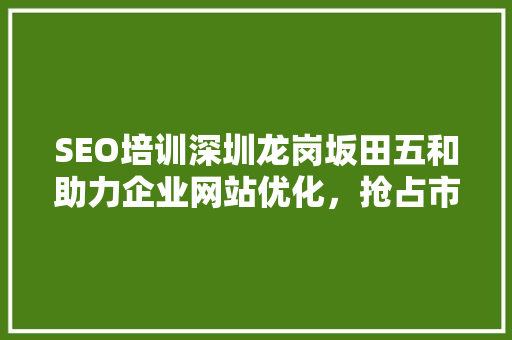 SEO培训深圳龙岗坂田五和助力企业网站优化，抢占市场先机