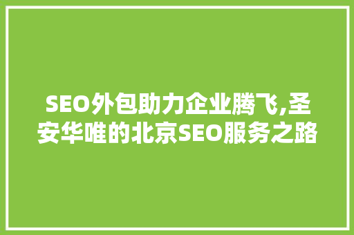 SEO外包助力企业腾飞,圣安华唯的北京SEO服务之路