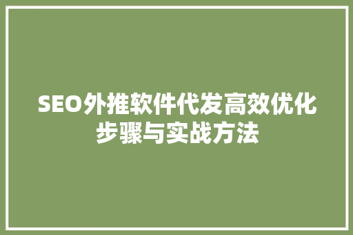 SEO外推软件代发高效优化步骤与实战方法