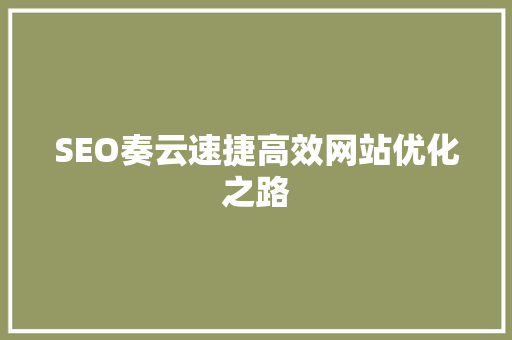 SEO奏云速捷高效网站优化之路