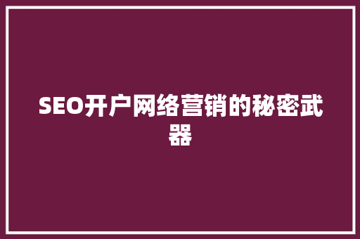 SEO开户网络营销的秘密武器  第1张