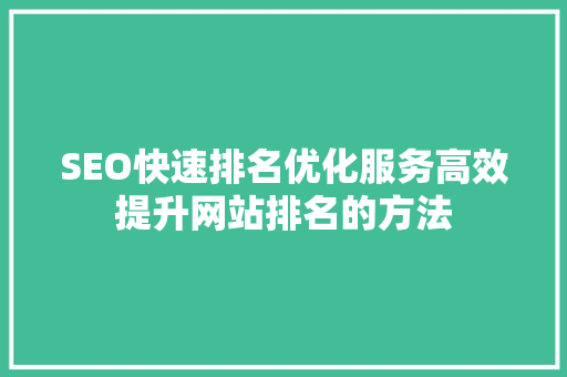 SEO快速排名优化服务高效提升网站排名的方法
