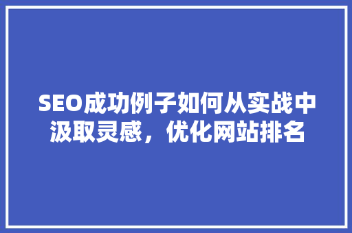 SEO成功例子如何从实战中汲取灵感，优化网站排名
