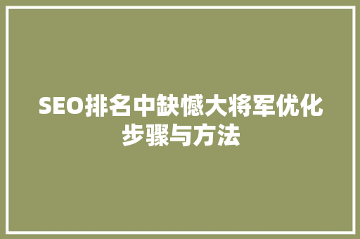 SEO排名中缺憾大将军优化步骤与方法